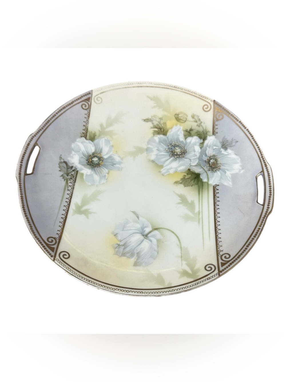 RS Germany - Vintage Porcelain Cookie/Cake Plate - Pastel Floral - 10” Diameter